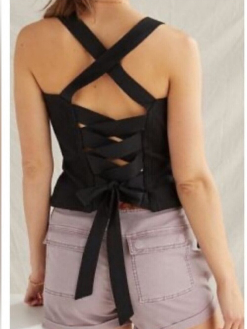 Porridge Anthro Back Lace Up Black Bow Corset Top Dark Romantic Coquette Large